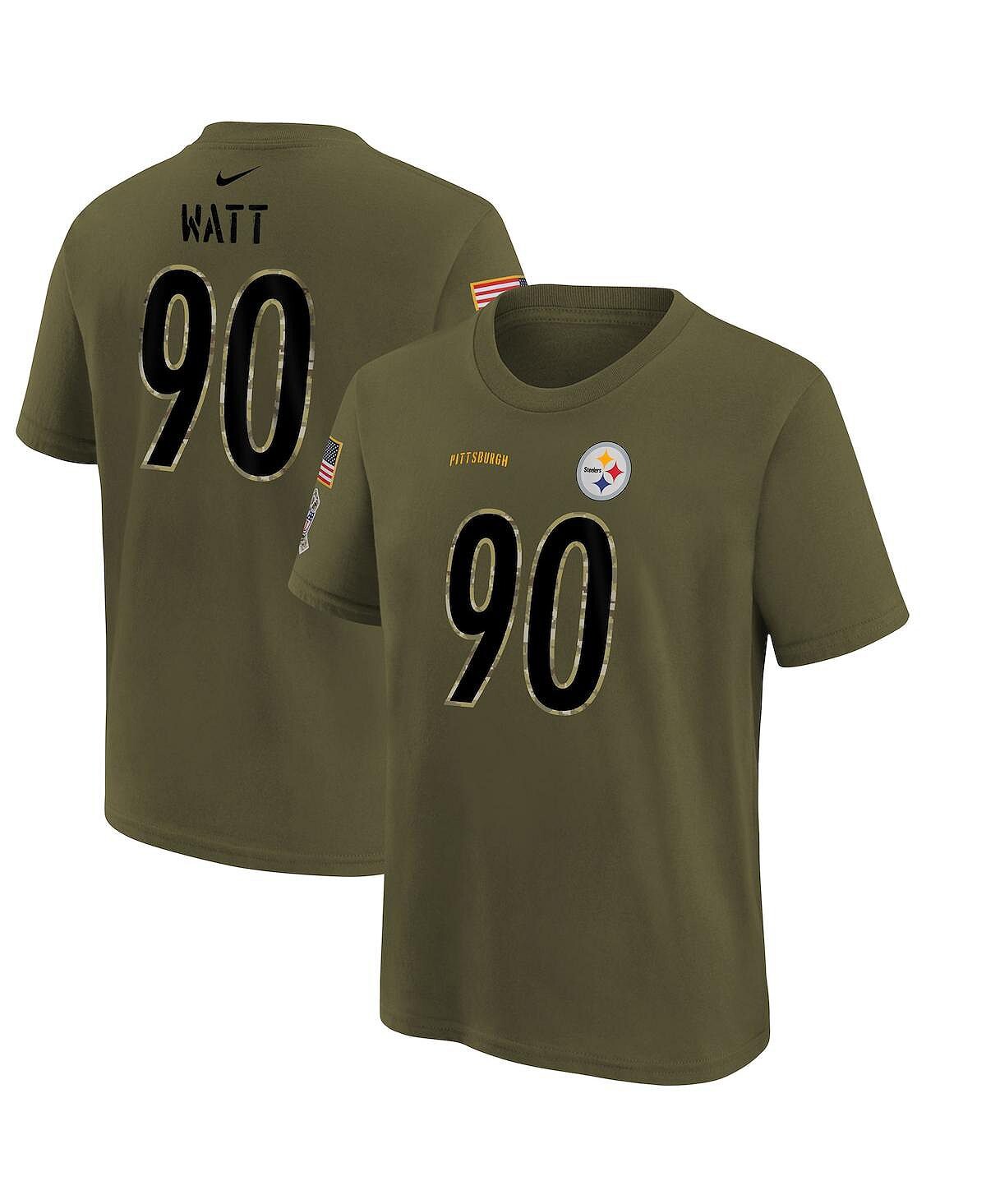 

Оливковая футболка Big Boys Pittsburgh Steelers 2022 с именем и номером службы Nike