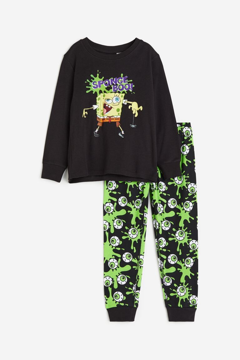 

Пижамный комплект H&M Printed, 2 предмета, черный/зеленый