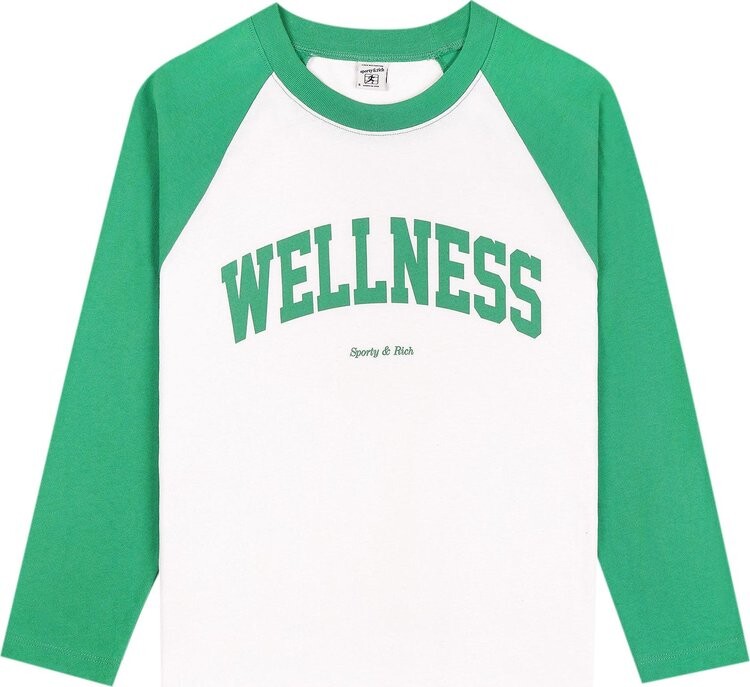 

Футболка Sporty & Rich Wellness Ivy Baseball 'Verde/White', зеленый