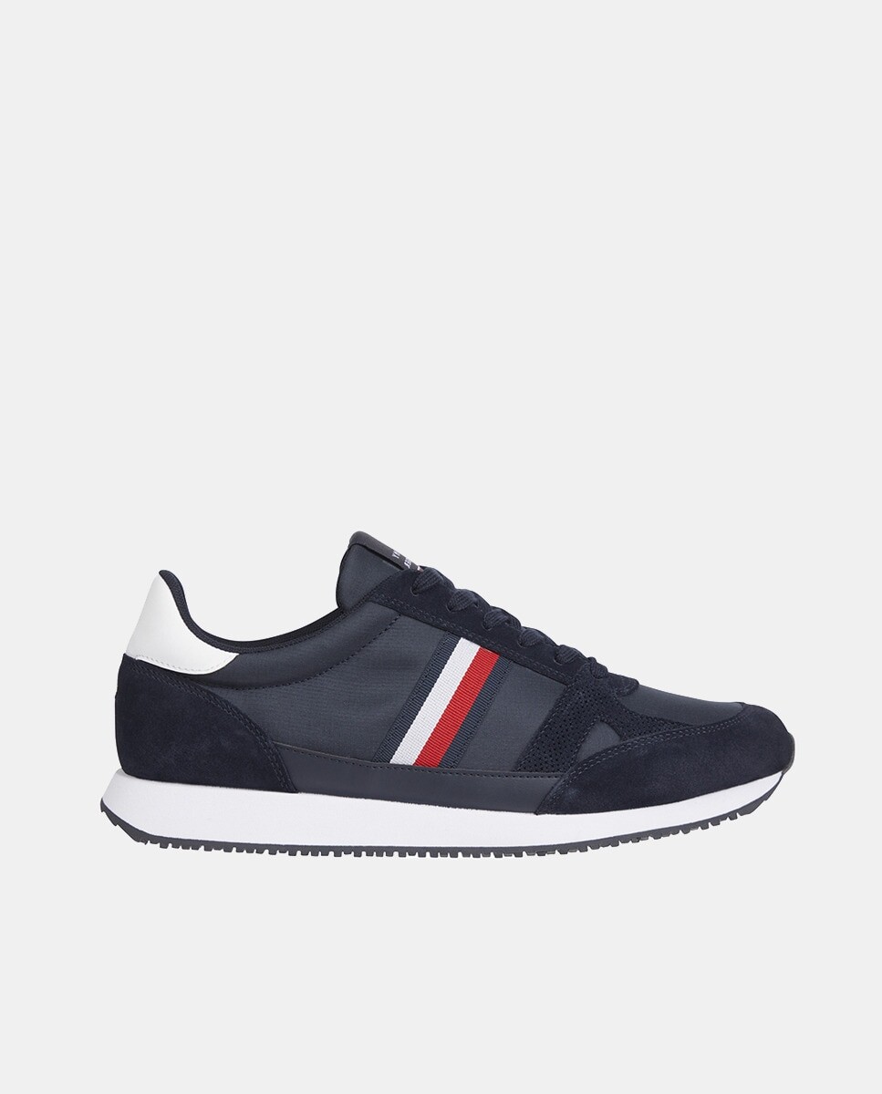 

Низкие мужские кроссовки с полосками по бокам и резиновой подошвой Tommy Hilfiger, темно-синий