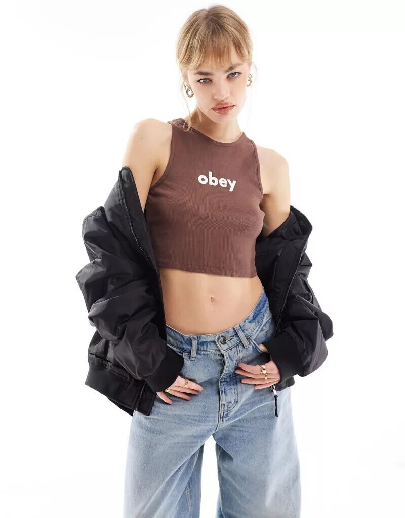 

Коричневая майка Obey Lower Case