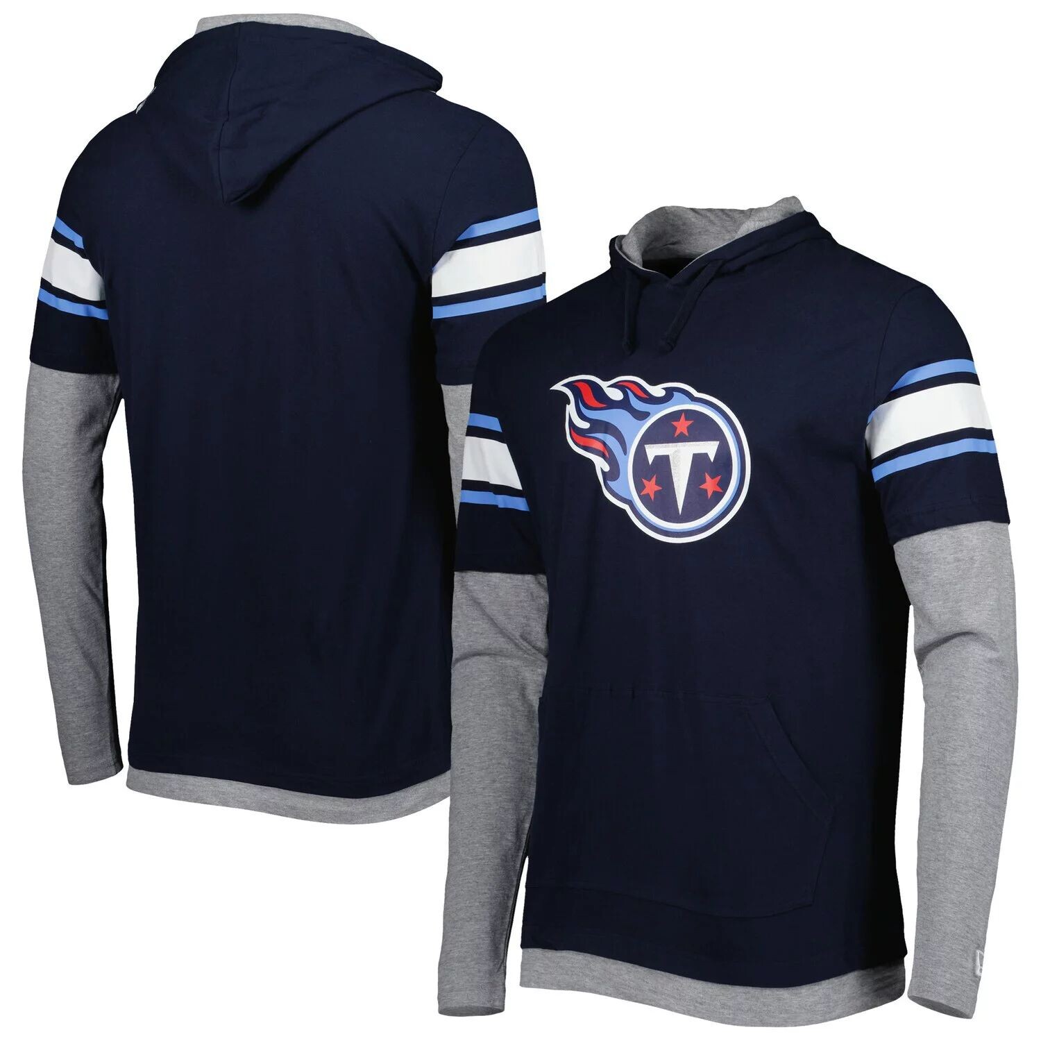 

Мужская темно-синяя футболка с капюшоном и длинными рукавами Tennessee Titans New Era