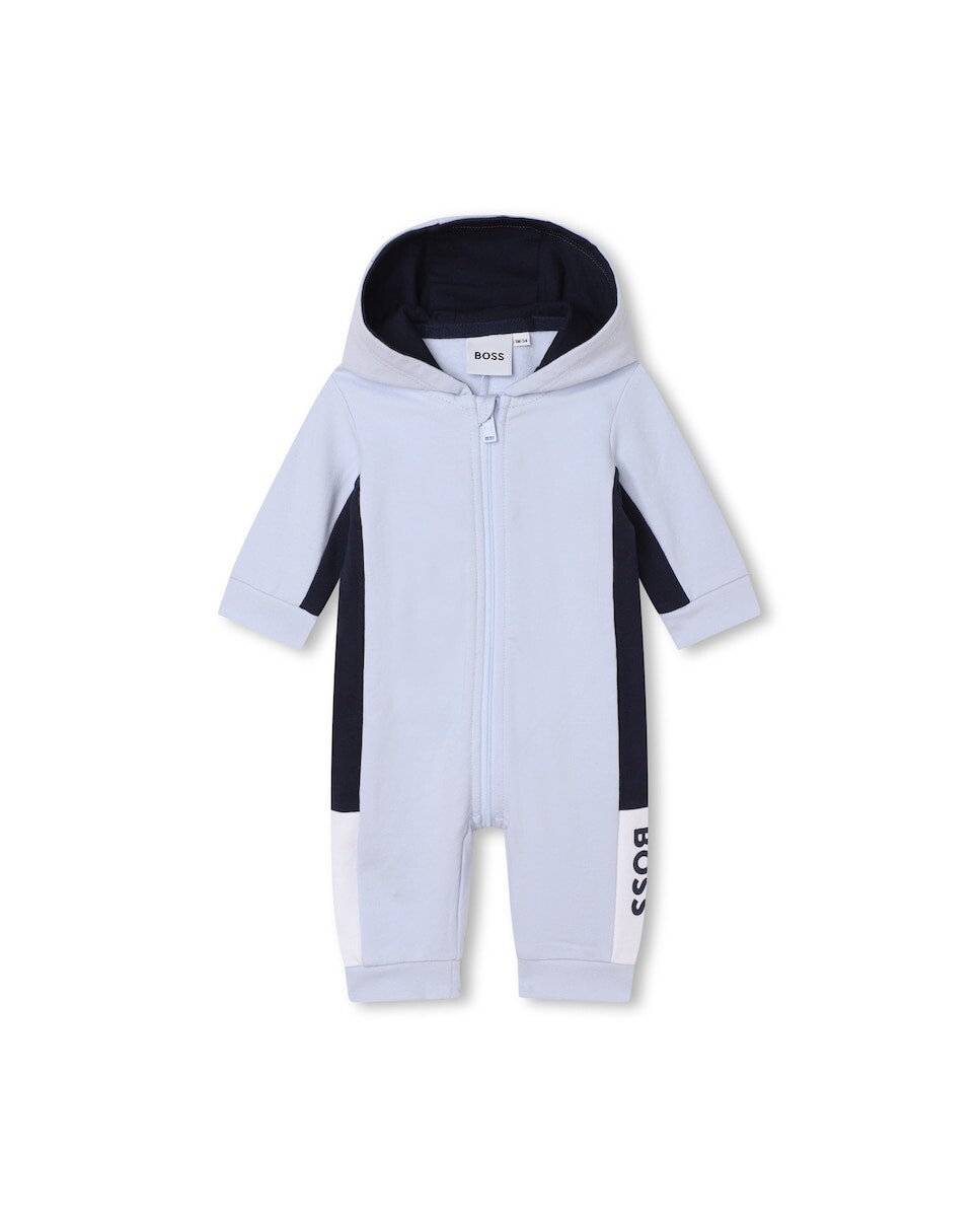 

Комбинезон для мальчика с капюшоном и молнией BOSS Kidswear, светло-синий