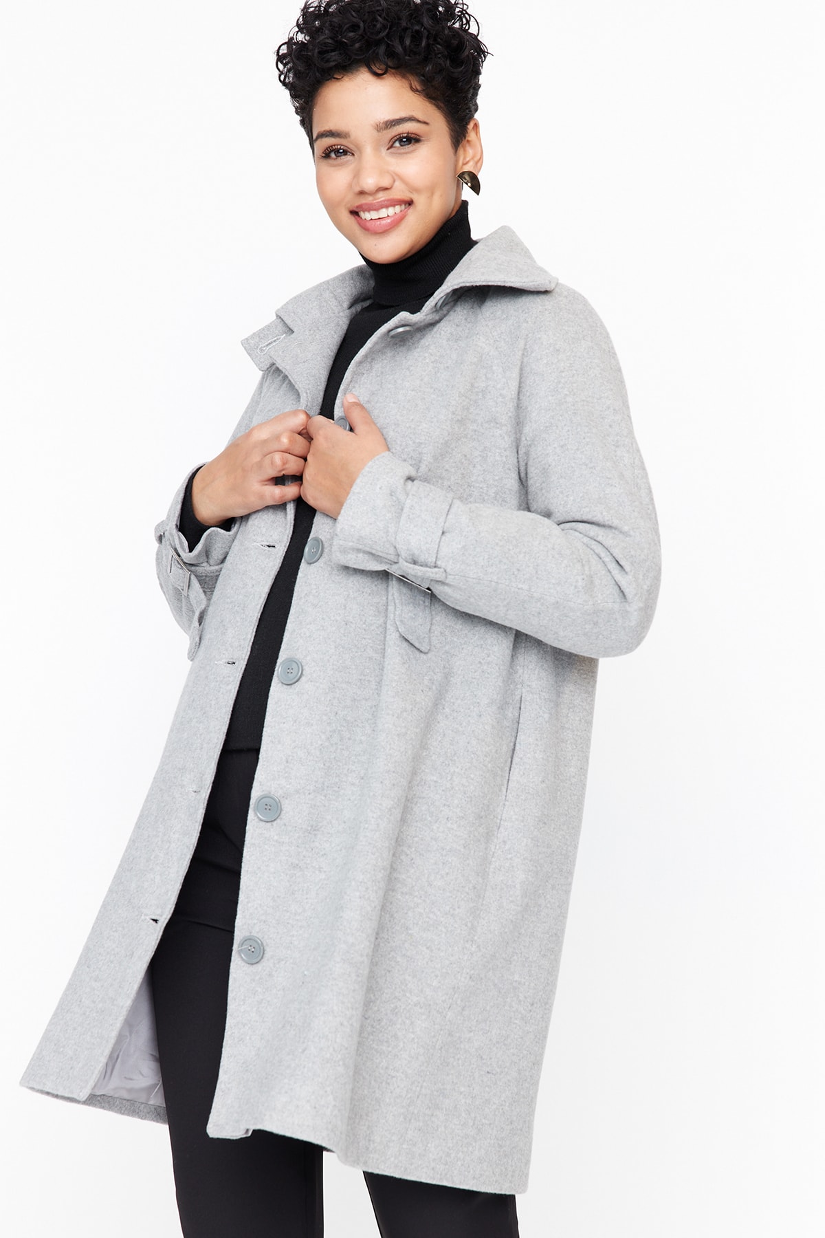 Пальто - Серый - Базовый Trendyol Modest