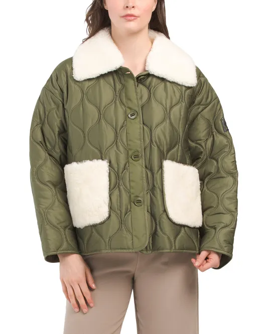 

Стеганая куртка Kenzy с карманами из овчины Mackage, цвет Military