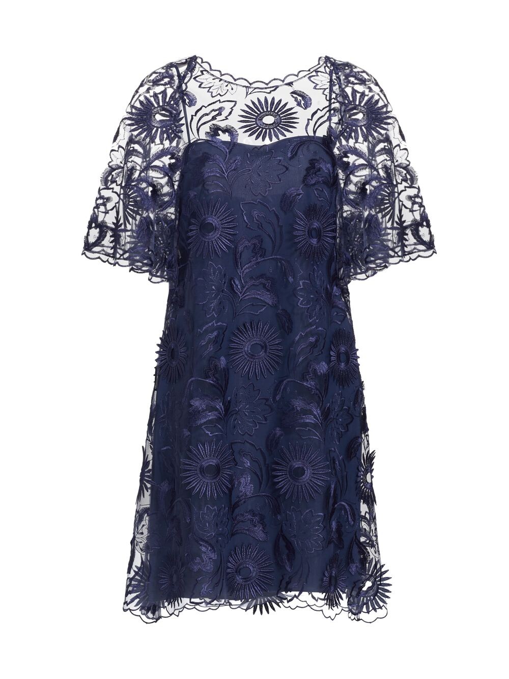 

Платье прямого кроя с вышивкой Daisy Alberta Ferretti, синий