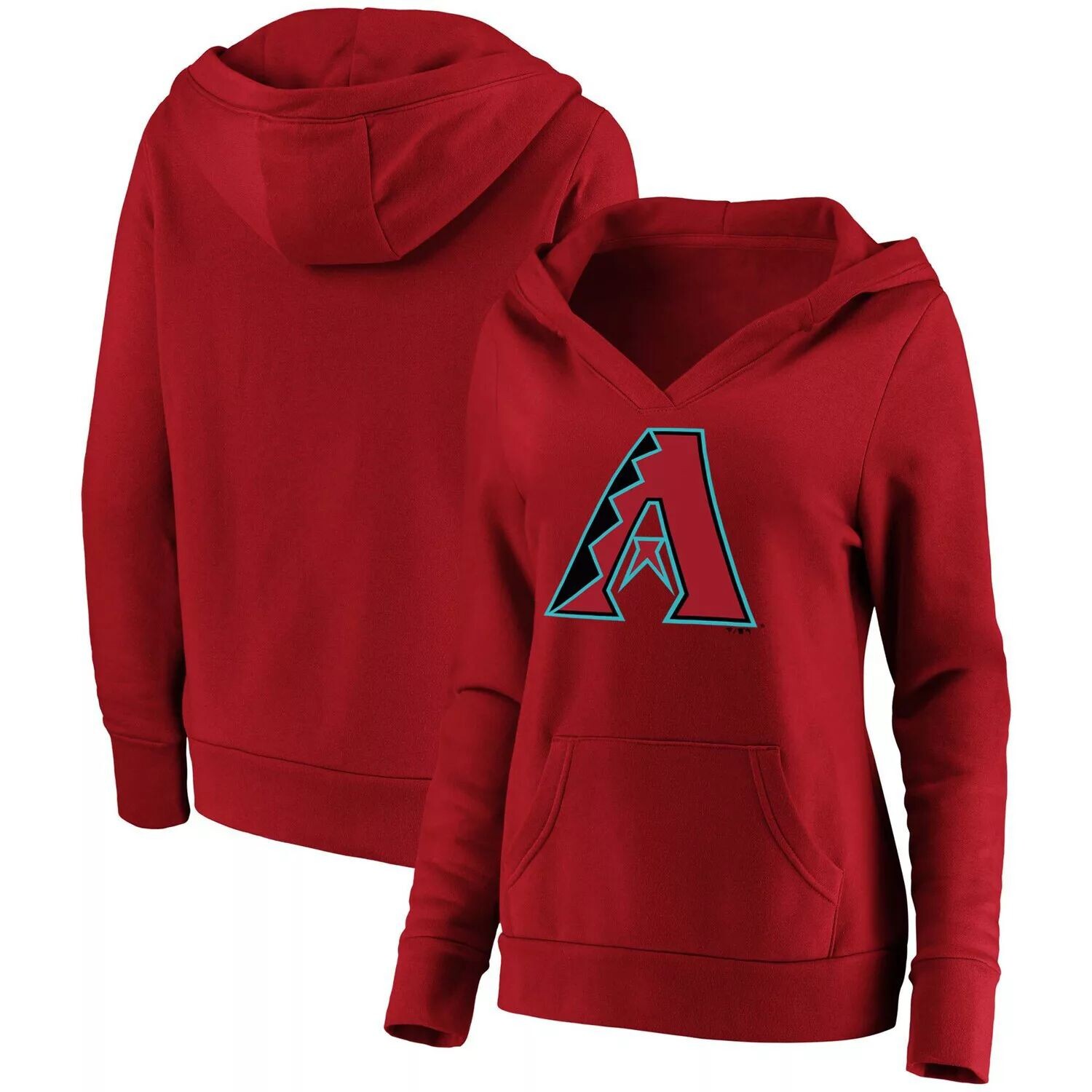 

Женский пуловер с капюшоном Fanatics Red Arizona Diamondbacks с официальным логотипом и v-образным вырезом Fanatics
