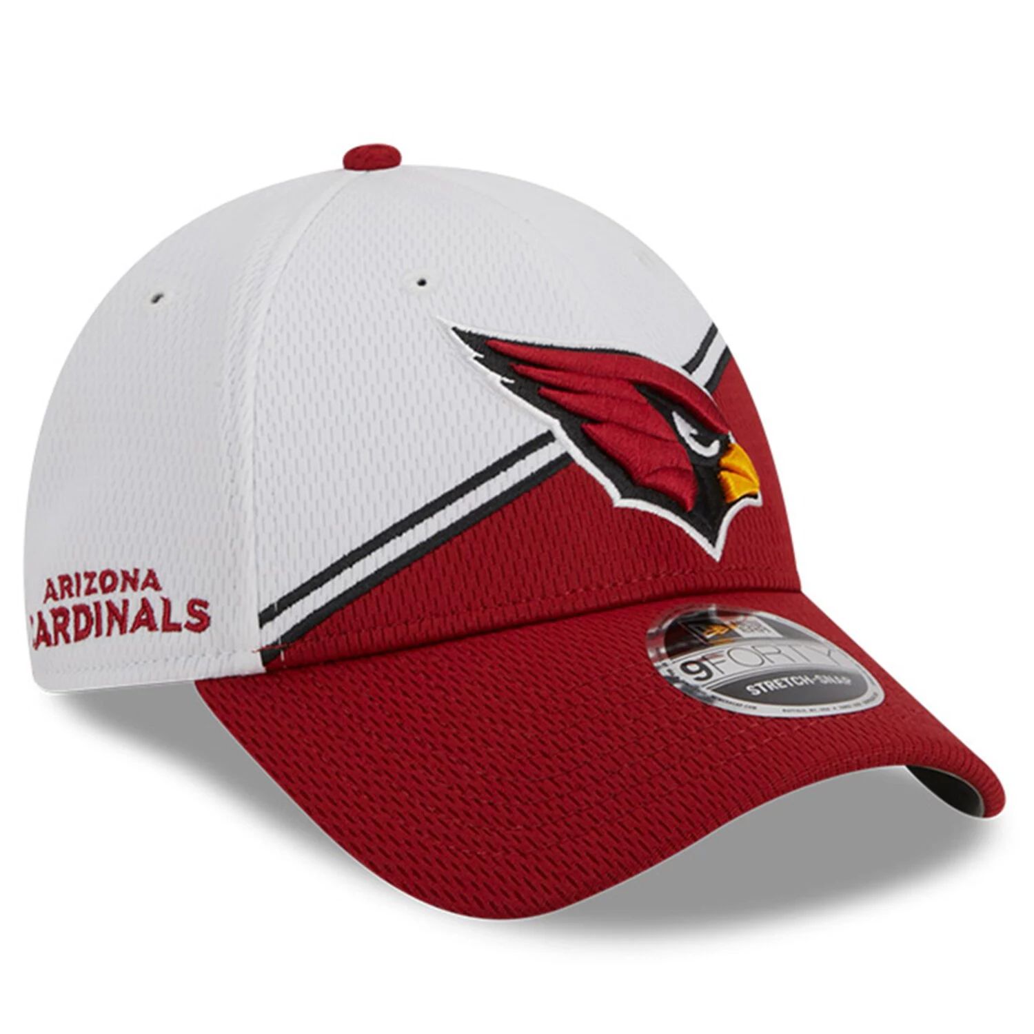Мужская регулируемая кепка New Era White/Cardinal Arizona Cardinals 2023 Sideline 9FORTY