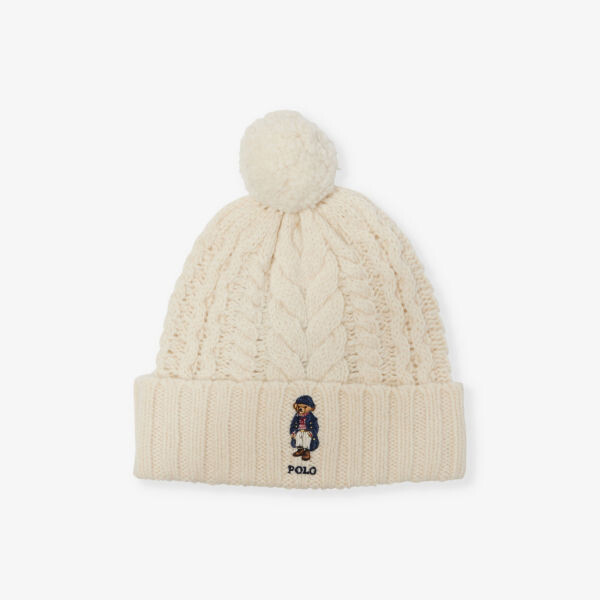 

Шапка-Бини из шерстяной смеси с вышитым логотипом Polo Ralph Lauren, бежевый