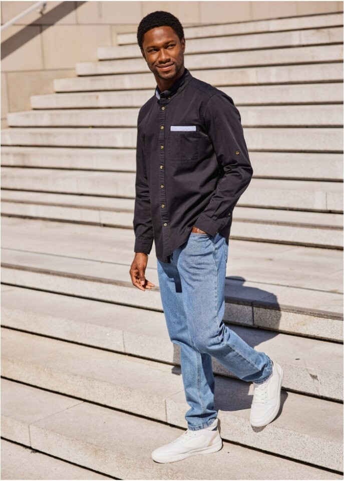 

Рубашка из твила с длинными рукавами John Baner Jeanswear, черный