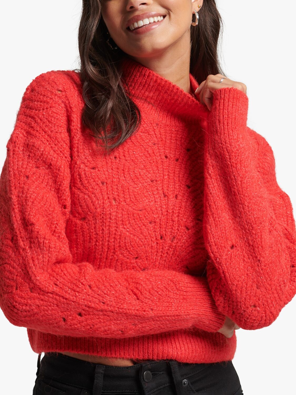 

Джемпер вязанной вязки Superdry Pointelle, красный