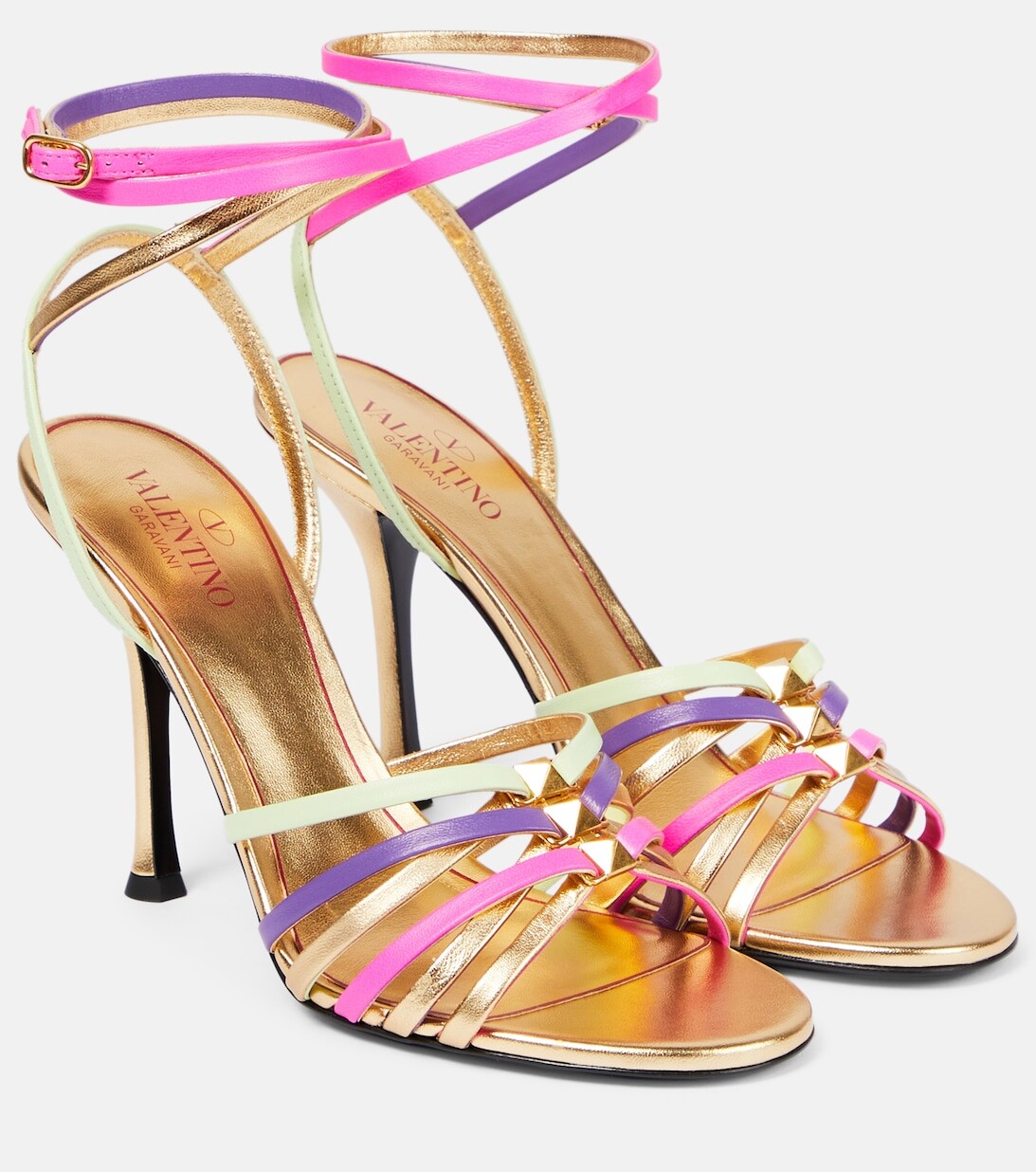 

Кожаные сандалии Rockstud с ремешками Valentino Garavani, разноцветный