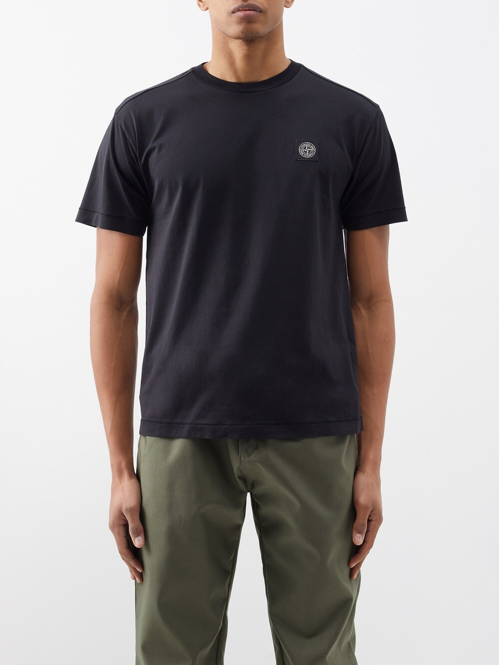 

Футболка из хлопкового джерси с нашивкой-логотипом Stone Island, черный