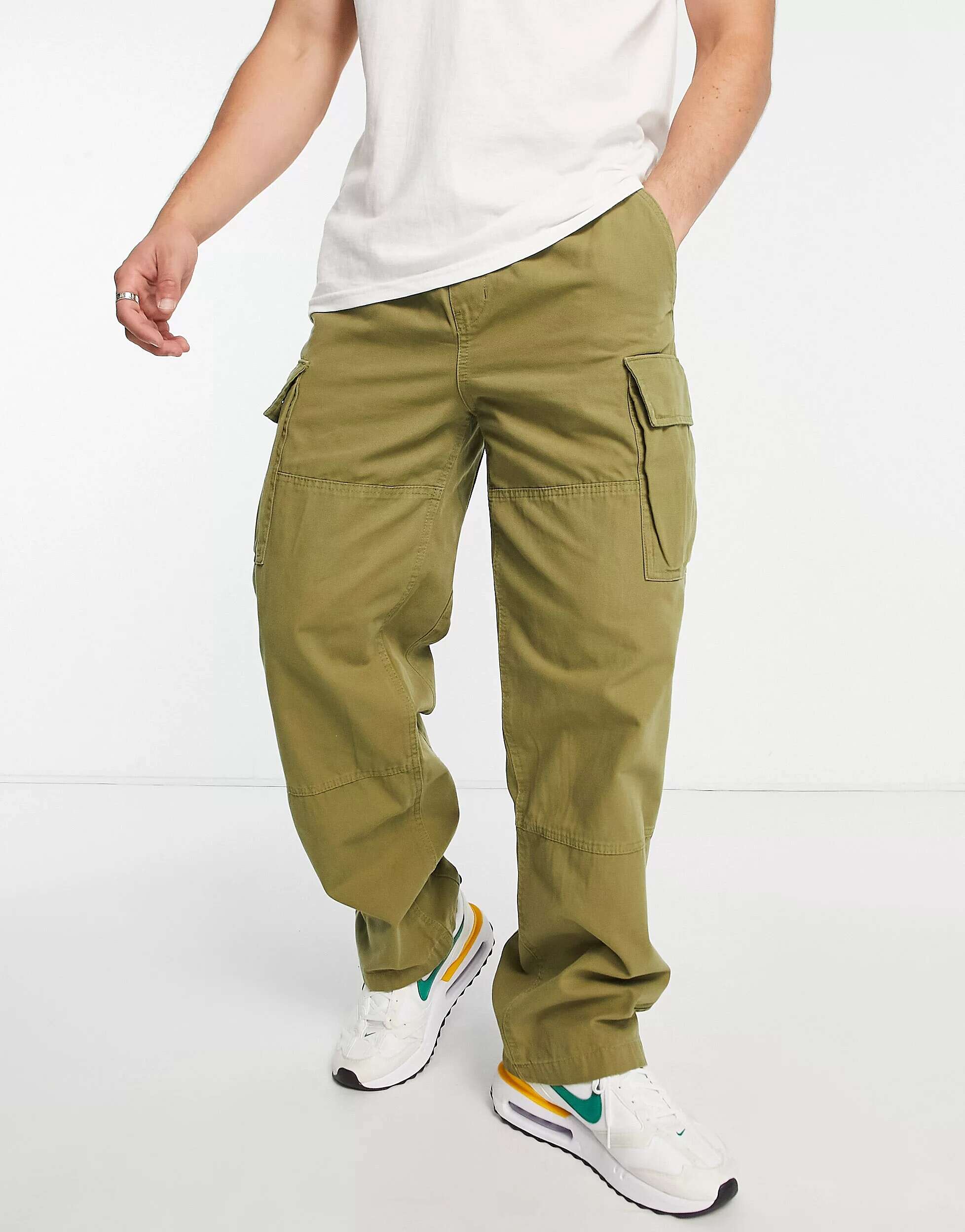 Широкие брюки-карго Weekday Joshua цвета хаки цена и фото