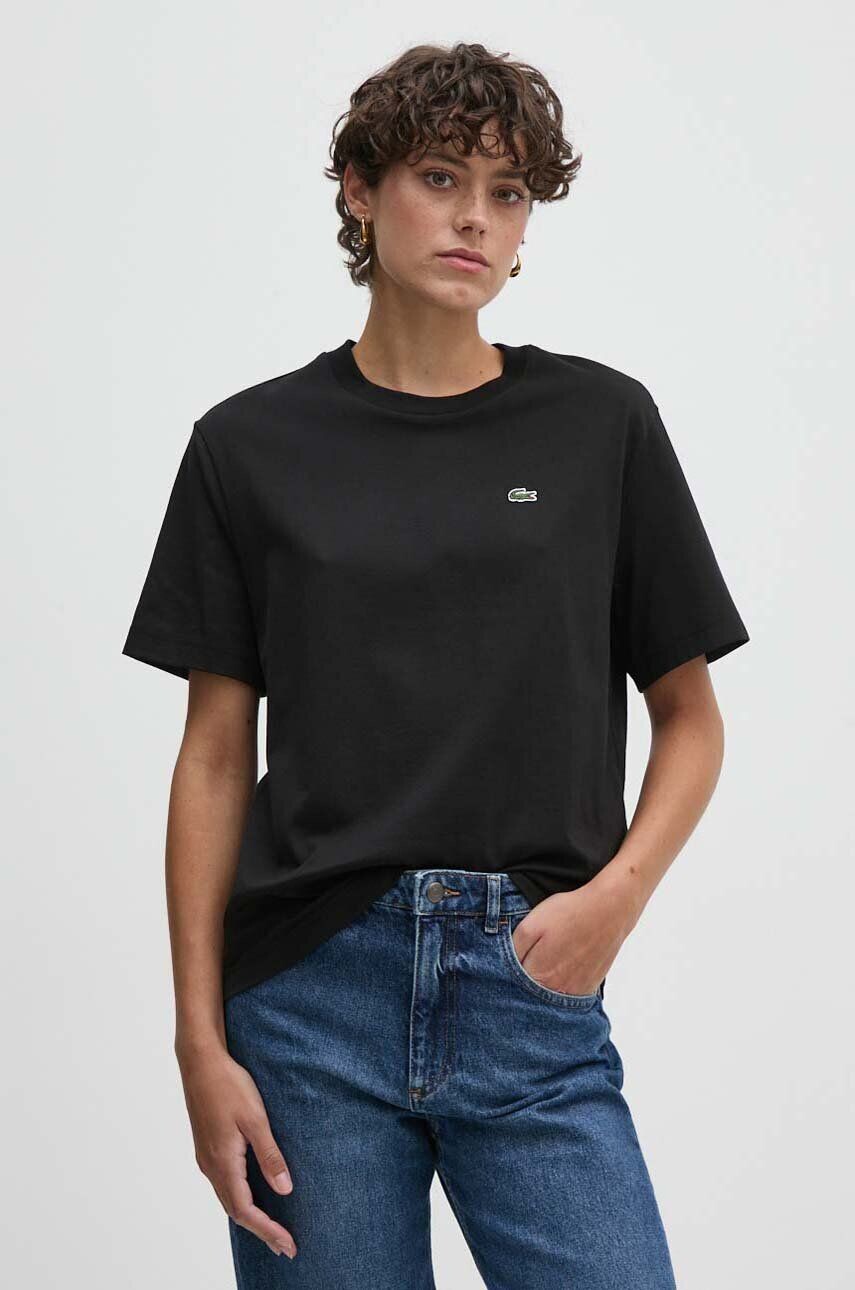 

Хлопковая футболка Lacoste, черный