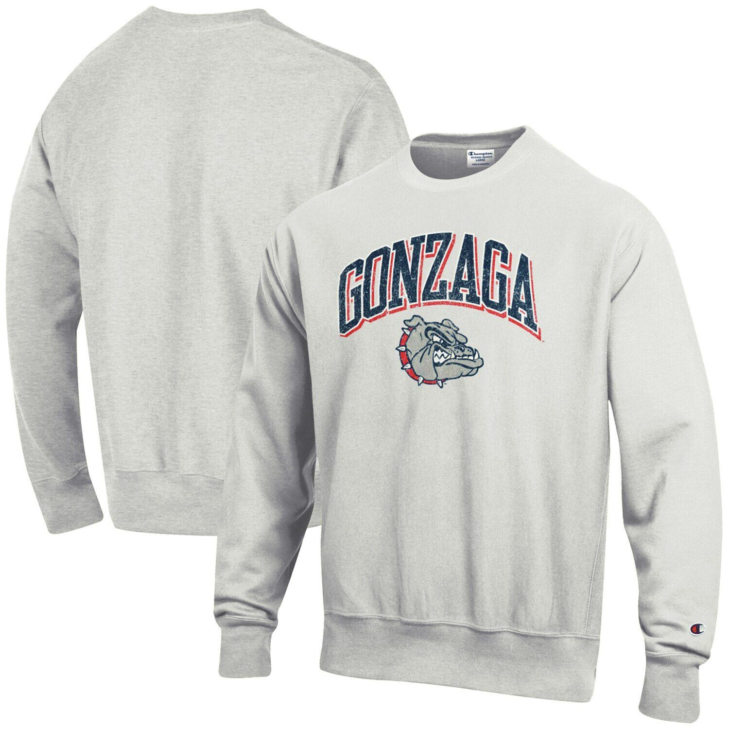 

Мужской серый пуловер обратного переплетения с аркой и логотипом Gonzaga Bulldogs Champion