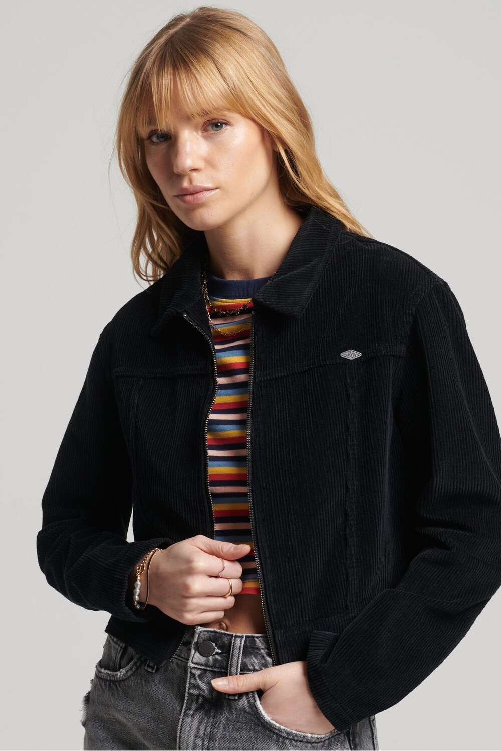 

Винтажная вельветовая куртка короткого кроя Superdry, черный