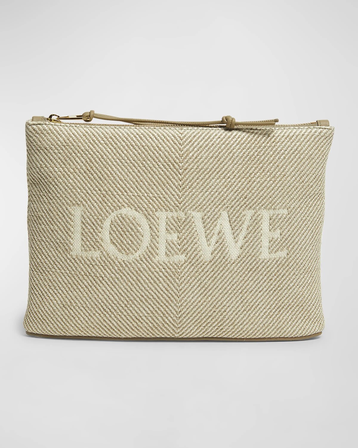 

Продолговатая холщовая сумка с логотипом Loewe, цвет Ecru