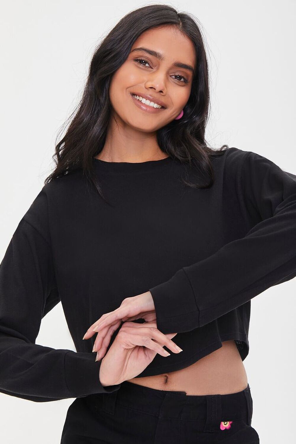 

Укороченный топ с круглым вырезом Forever 21, черный