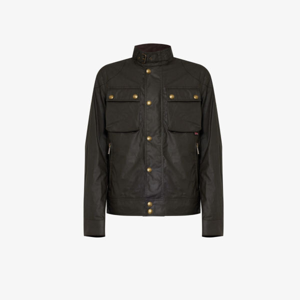 

Куртка Racemaster из вощеного хлопка с воротником-стойкой и фирменной нашивкой Belstaff, зеленый