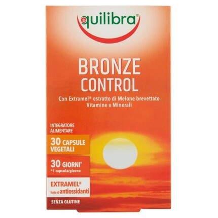 

Equilibra Пищевая добавка Bronze Control с витамином А, витамином С, витамином Е и медью, запатентованный экстракт дыни для воздействия солнца, без глютена - 30 вегетарианских капсул