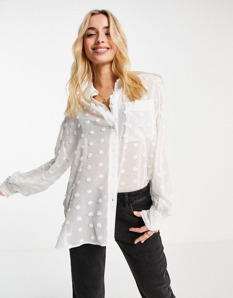 

Белая рубашка оверсайз из плюмети ASOS DESIGN