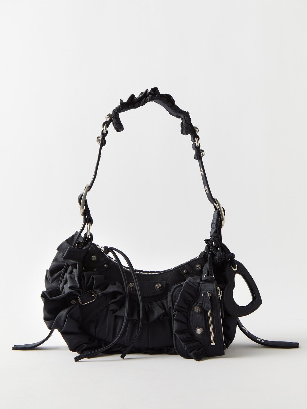 

Сумка на плечо le cagole xs из спандекса с рюшами Balenciaga, черный