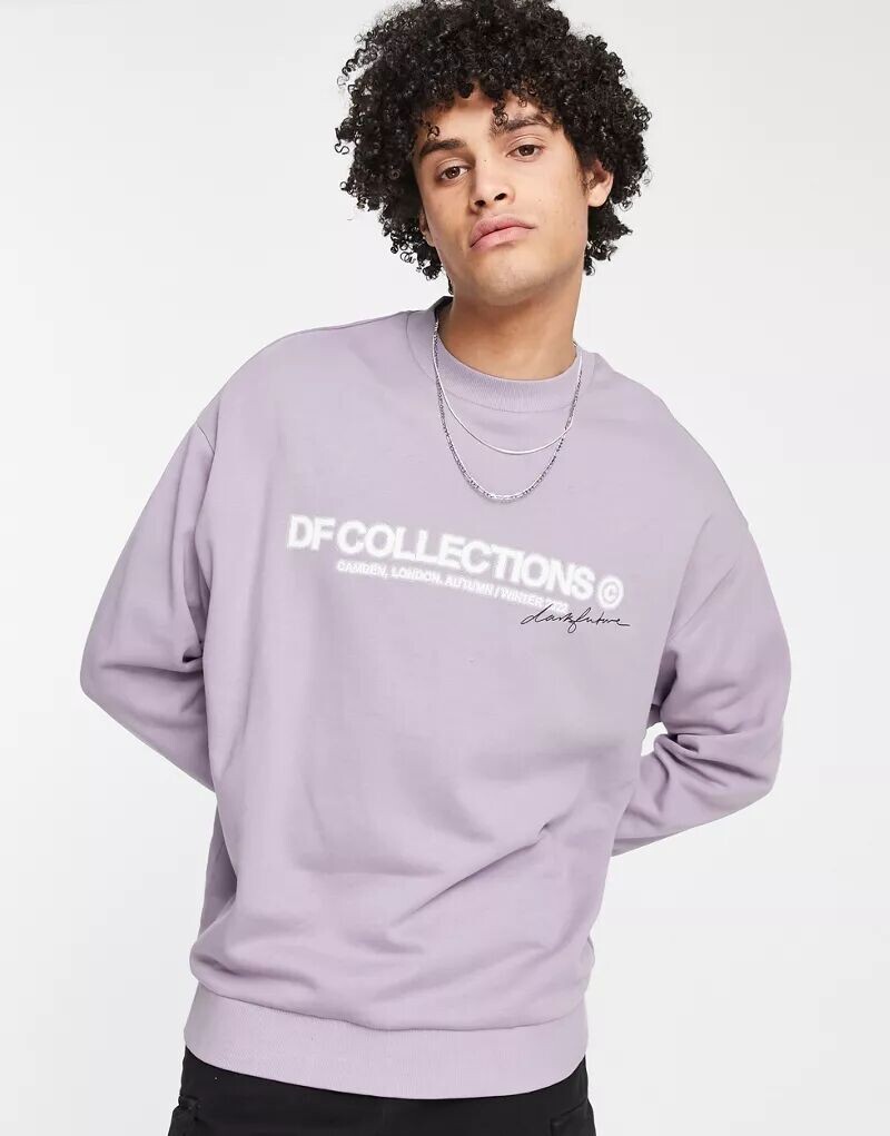 

Фиолетовый свободный свитшот с размытым логотипом ASOS Dark Future