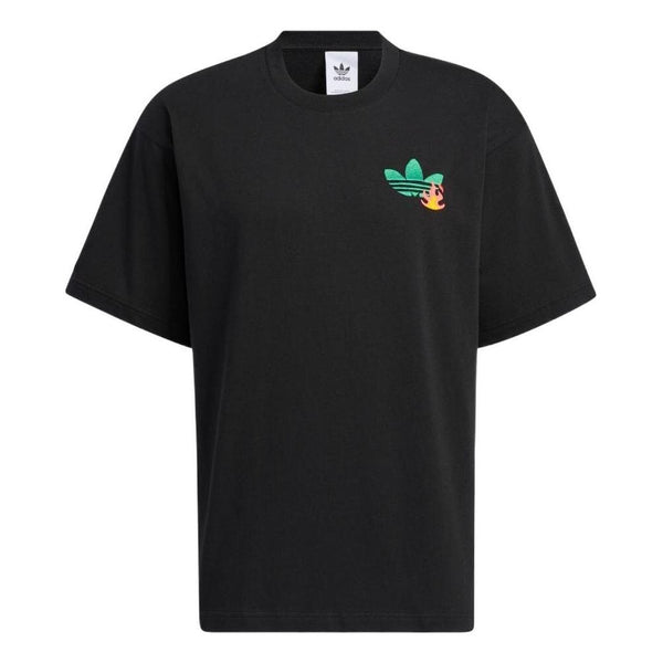 цена Футболка adidas Logo Cartoon Pattern Embroidered Round Neck Short Sleeve Black T-Shirt, черный