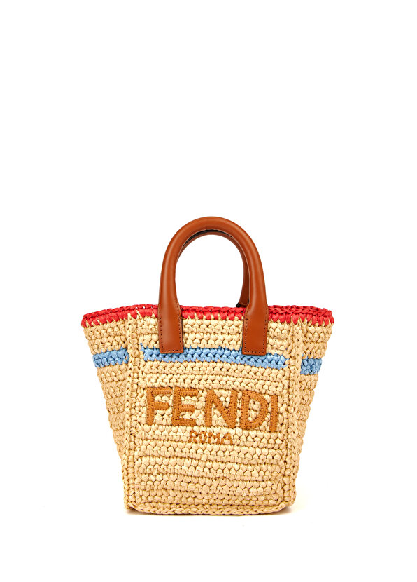 Женская кожаная сумка с цветным логотипом Fendi