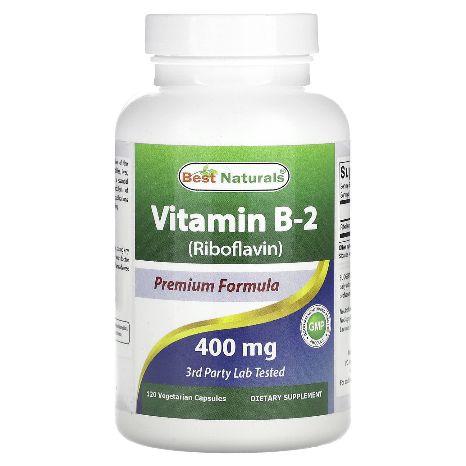 

Витамин B2 (рибофлавин), 400 мг, 120 вегетарианских капсул, Best Naturals
