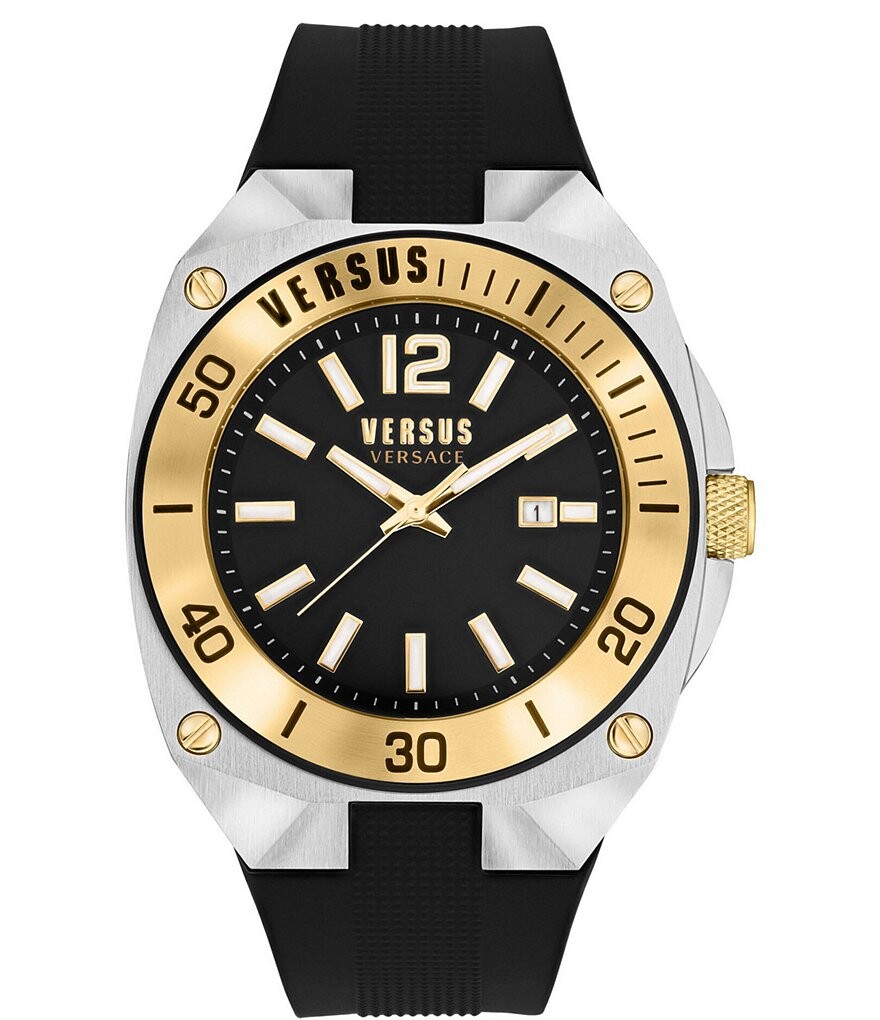 

Мужские часы Versus By Versace Reaction Quartz Analog Two Tone Black с силиконовым ремешком, черный