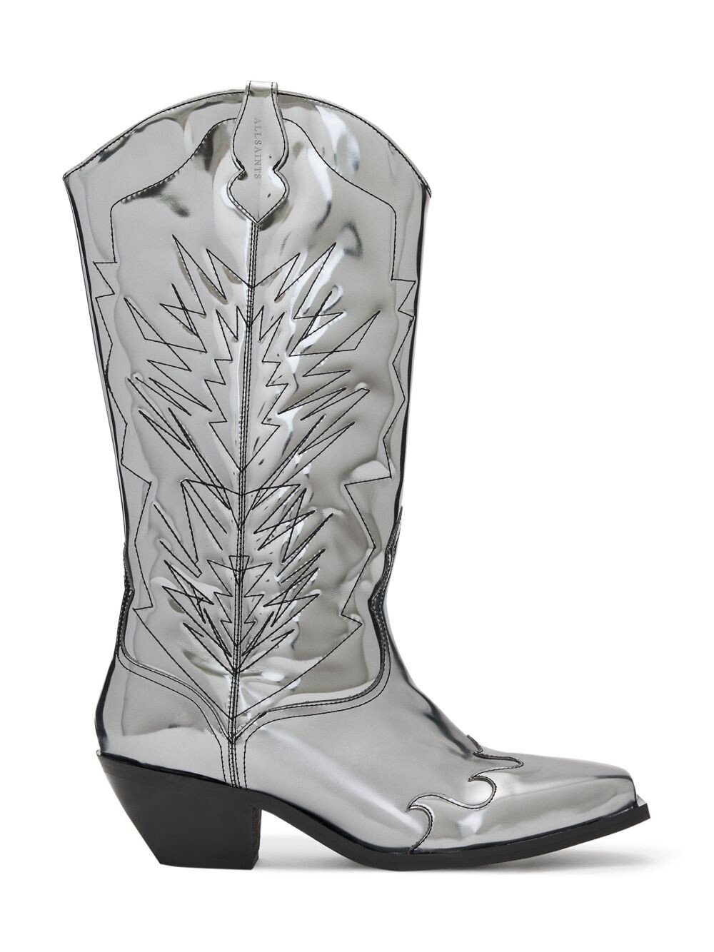 

Ковбойские сапоги из металлизированной кожи Kacey AllSaints, серебряный