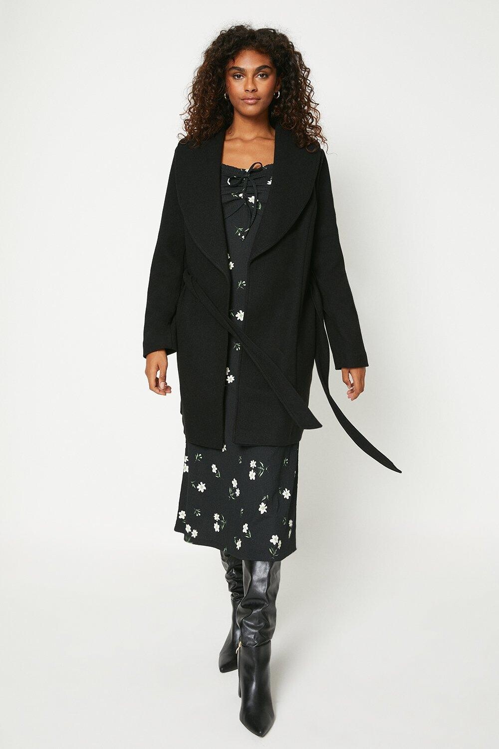 

Короткое пальто с запахом Dorothy Perkins, черный
