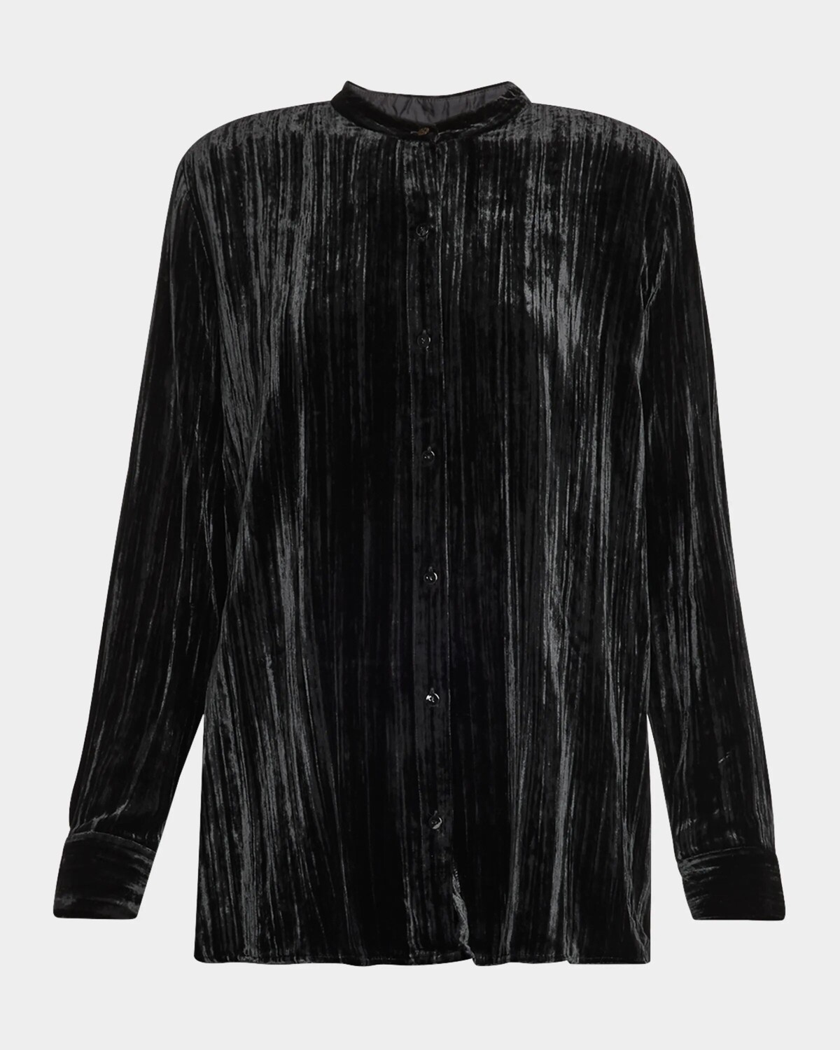 

Рубашка из мятого бархата на пуговицах Eileen Fisher, черный