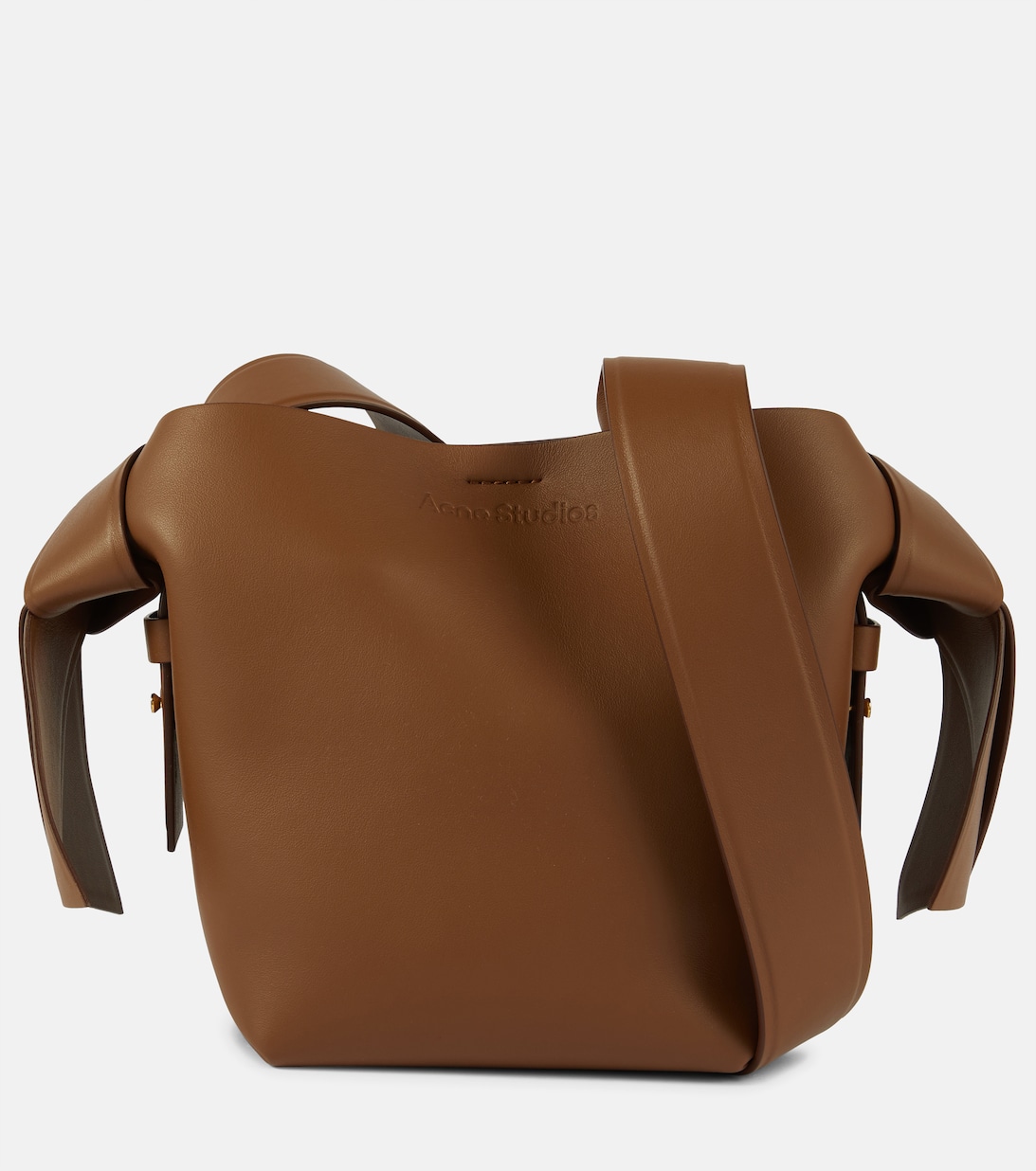 цена Кожаная мини-сумка через плечо Musubi Acne Studios, коричневый