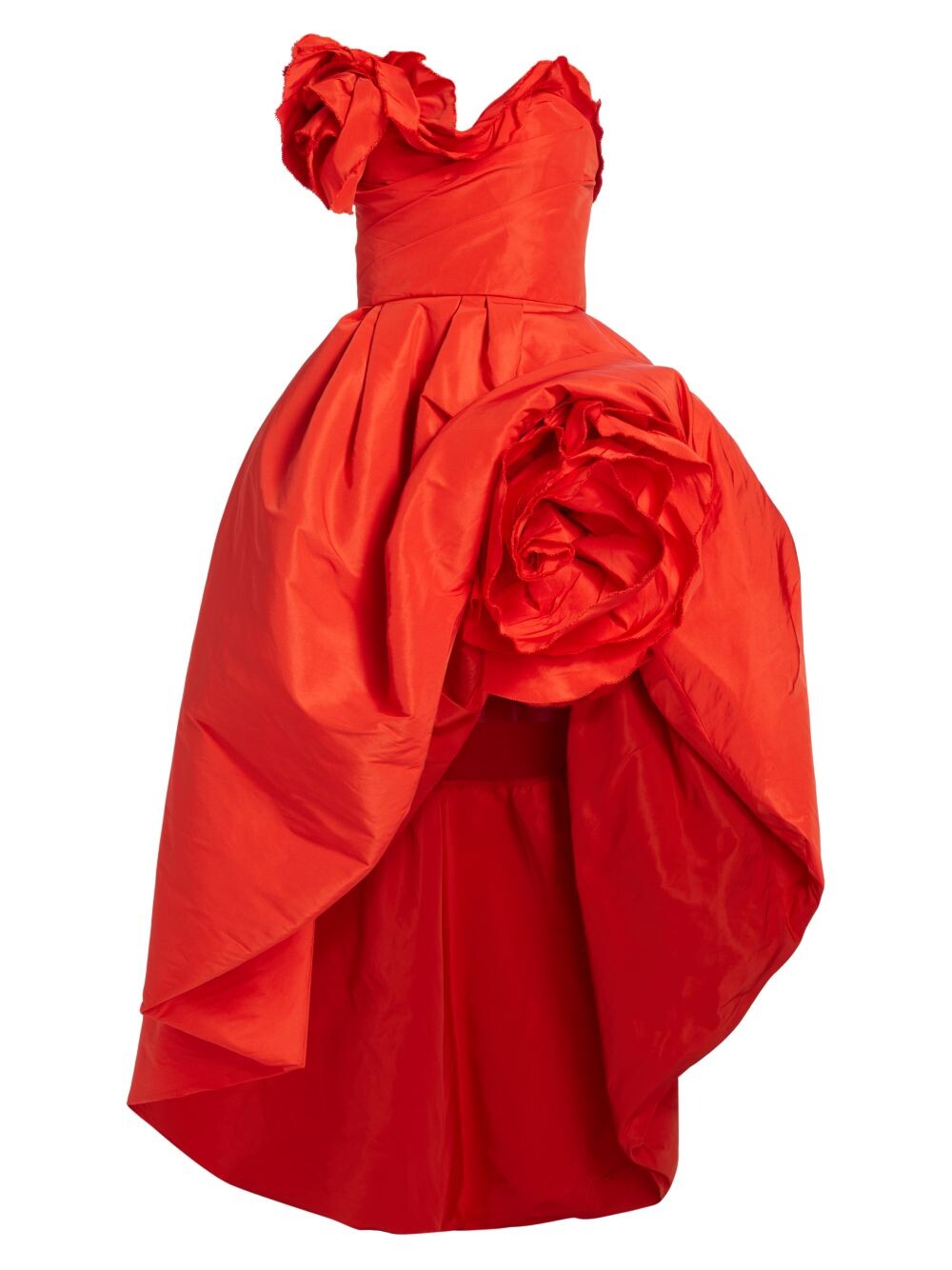 

Скульптурное платье Rose Faille без бретелек Marchesa