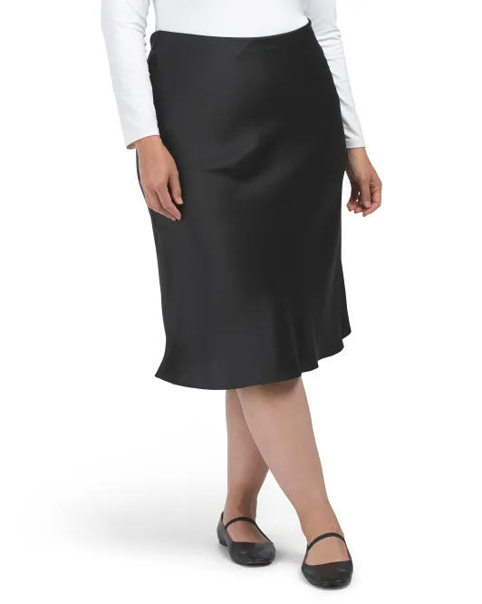 

Расклешенная атласная юбка плюс с завышенной талией Maison D'Amelie, черный