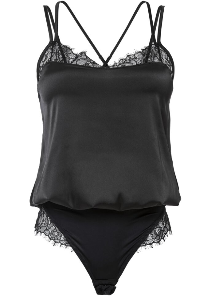 

Боди из атласных стрингов без косточек Bodyflirt, черный
