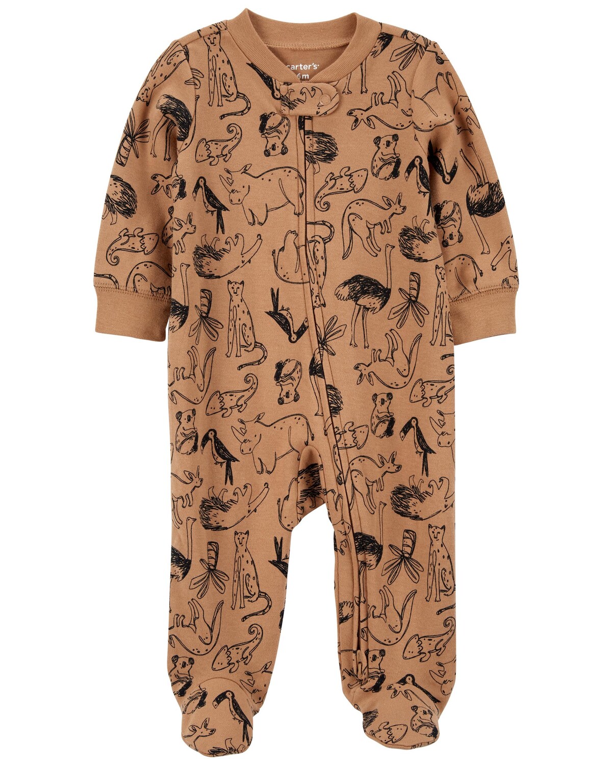 

Baby Animal 2-Way Zip Cotton Sleep & Play Carter's, коричневый