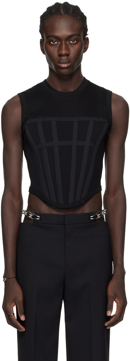 

Черная майка с корсетом в рубчик Dion Lee