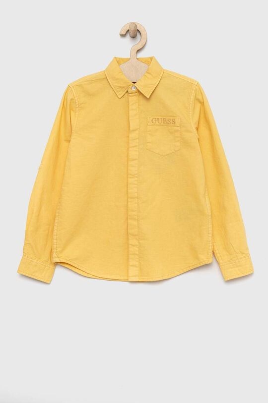 Детская хлопковая рубашка Guess, желтый