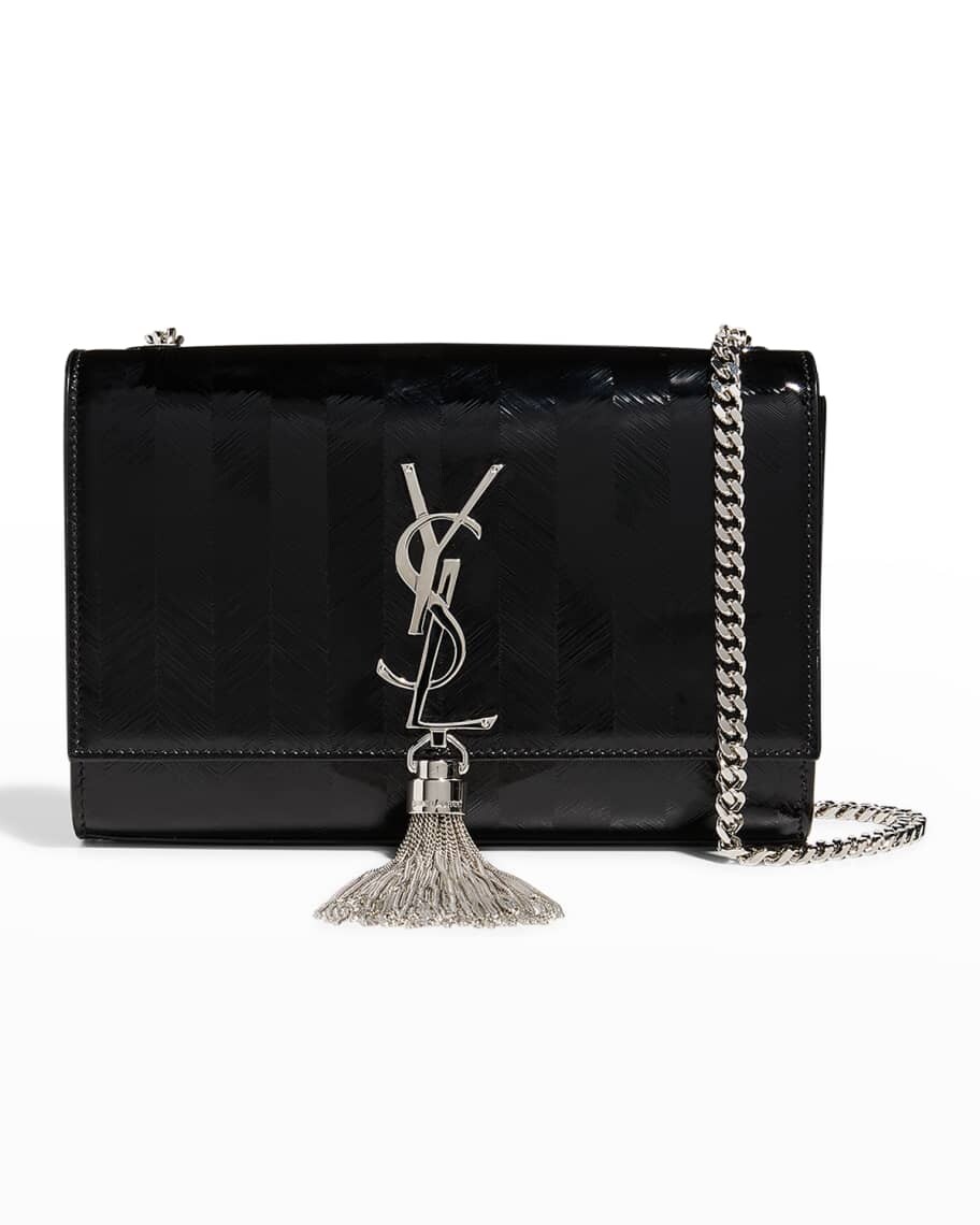 

Маленькая лакированная сумка через плечо Kate YSL в полоску Saint Laurent