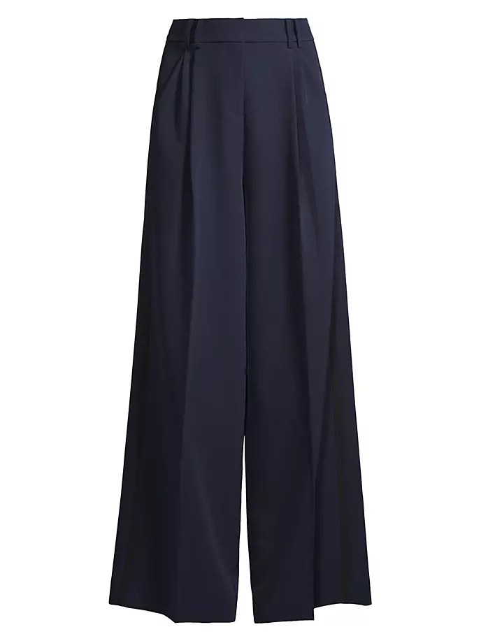 цена Широкие брюки из плиссированного твила Eliza Kobi Halperin, темно-синий
