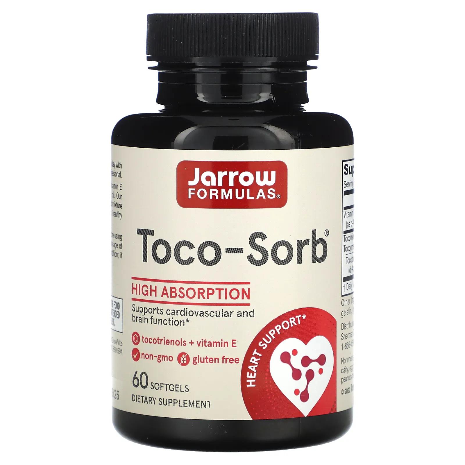 Jarrow Formulas Toco-Sorb смесь токотринола и витамина Е 60 капсул jarrow formulas toco sorb смесь токотриенолов и витамина е 60 мягких таблеток