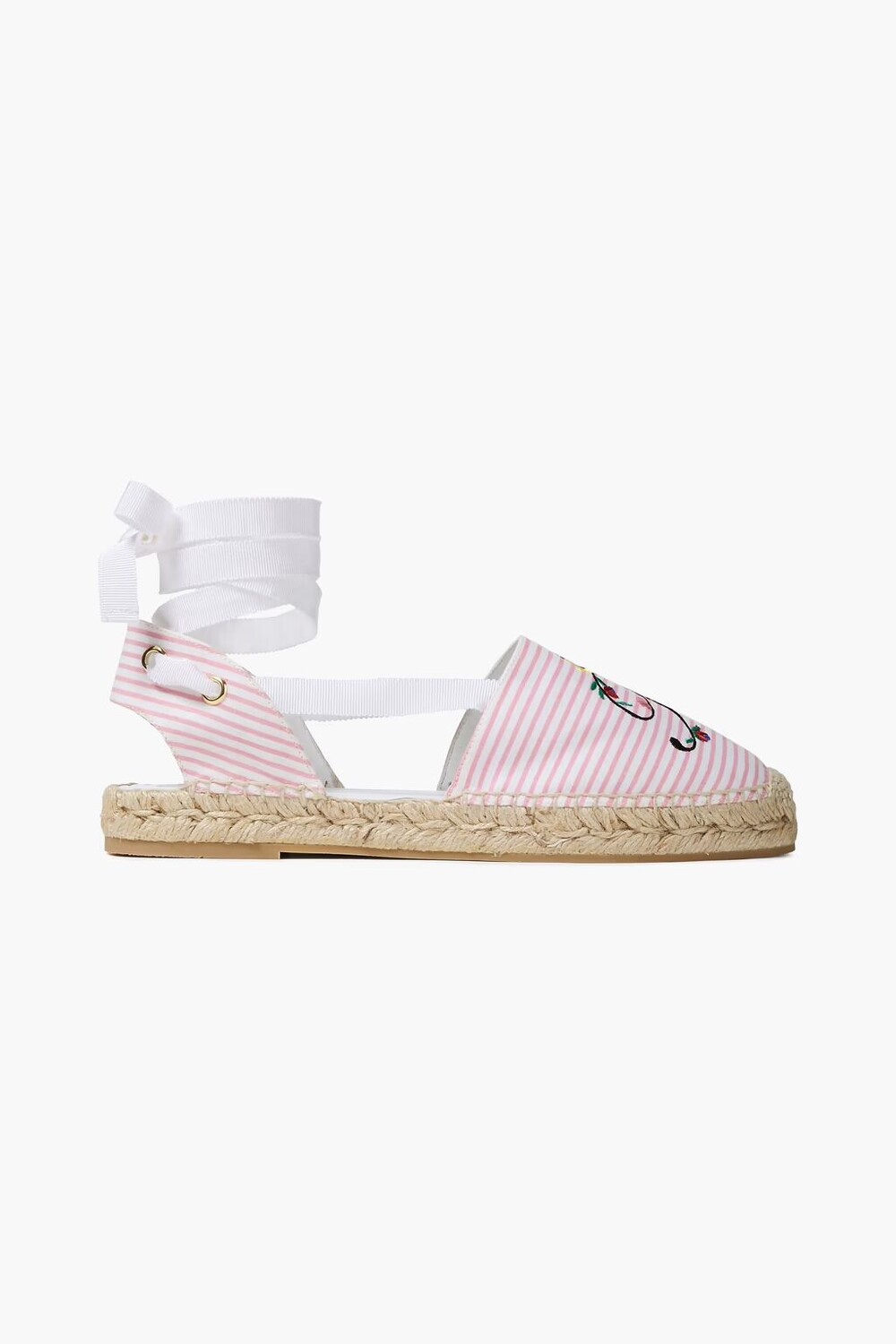 

Холщовые эспадрильи Blooming RV в полоску с вышивкой Roger Vivier, розовый