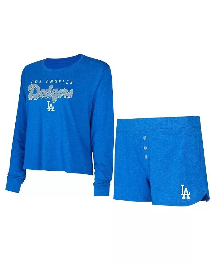 

Женский комплект из трикотажной футболки и шорт с длинными рукавами Royal Los Angeles Dodgers Meter Concepts Sport, синий