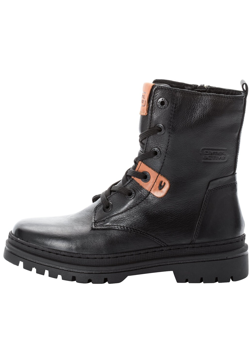 

Ботильоны Camel Active Schnürstiefel aus Nubukleder vom Rind, черный