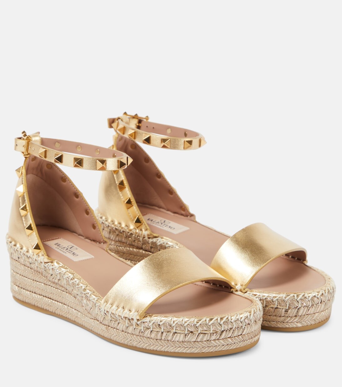 

Кожаные эспадрильи rockstud на танкетке Valentino Garavani, желтый