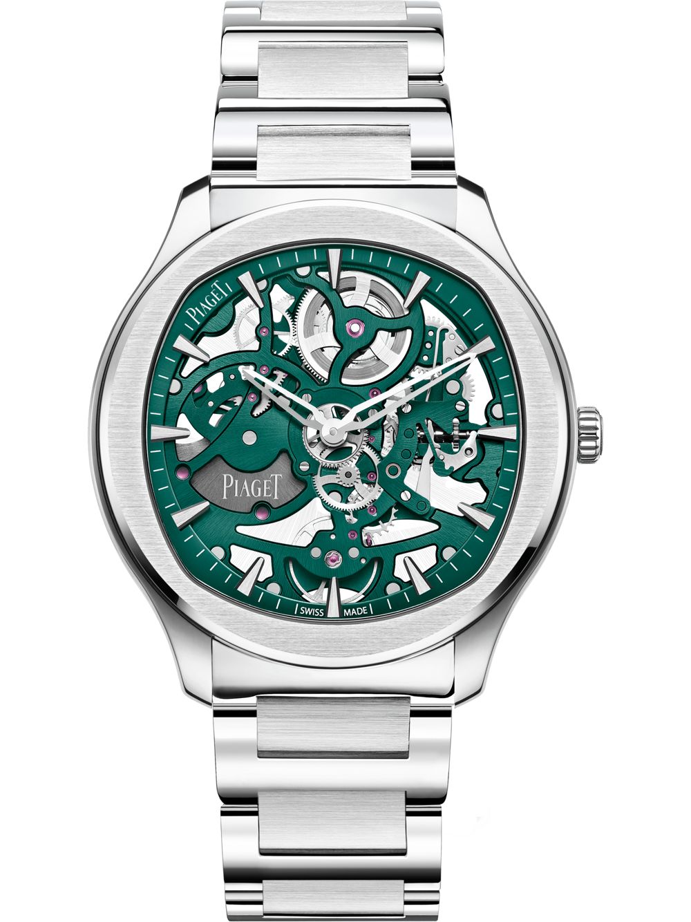 Часы Piaget Polo со скелетонизированной сталью из нержавеющей стали Piaget, зеленый